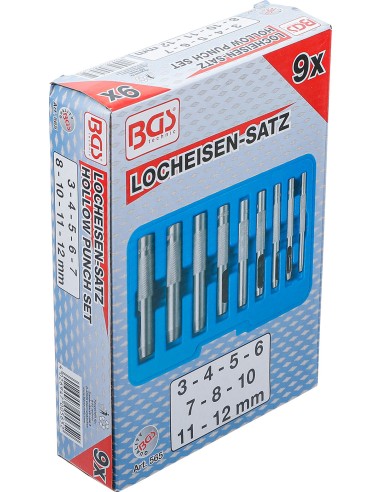 Set 9 pezzi fustelle da 3-12 mm BGS565